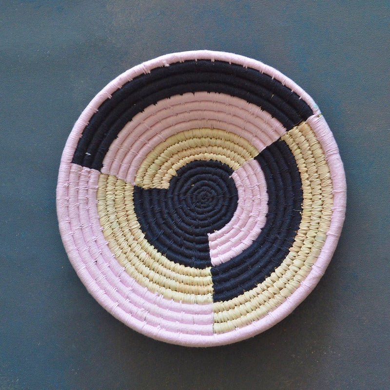 Pink and Kala Abstract Sabai Handwoven Grass Basket-Sabai-House of Ekam