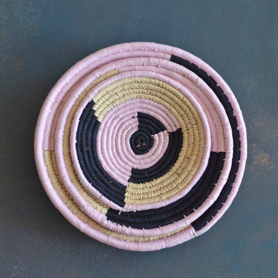 Pink and Kala Abstract Sabai Handwoven Grass Basket-Sabai-House of Ekam