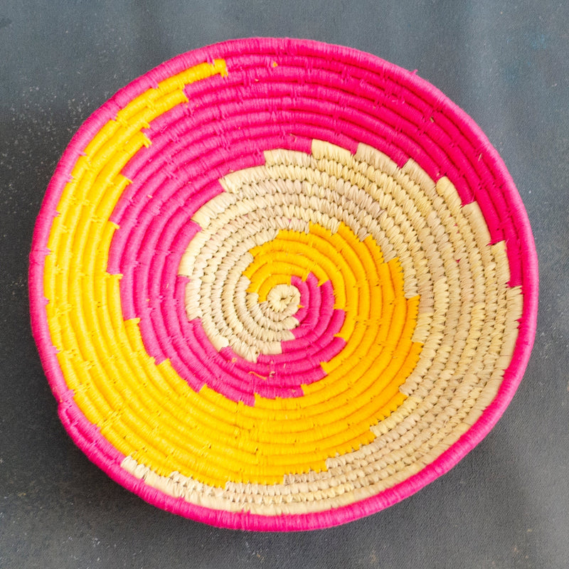 Pink and Yellow Swirl Sabai Grass Basket-Sabai-House of Ekam