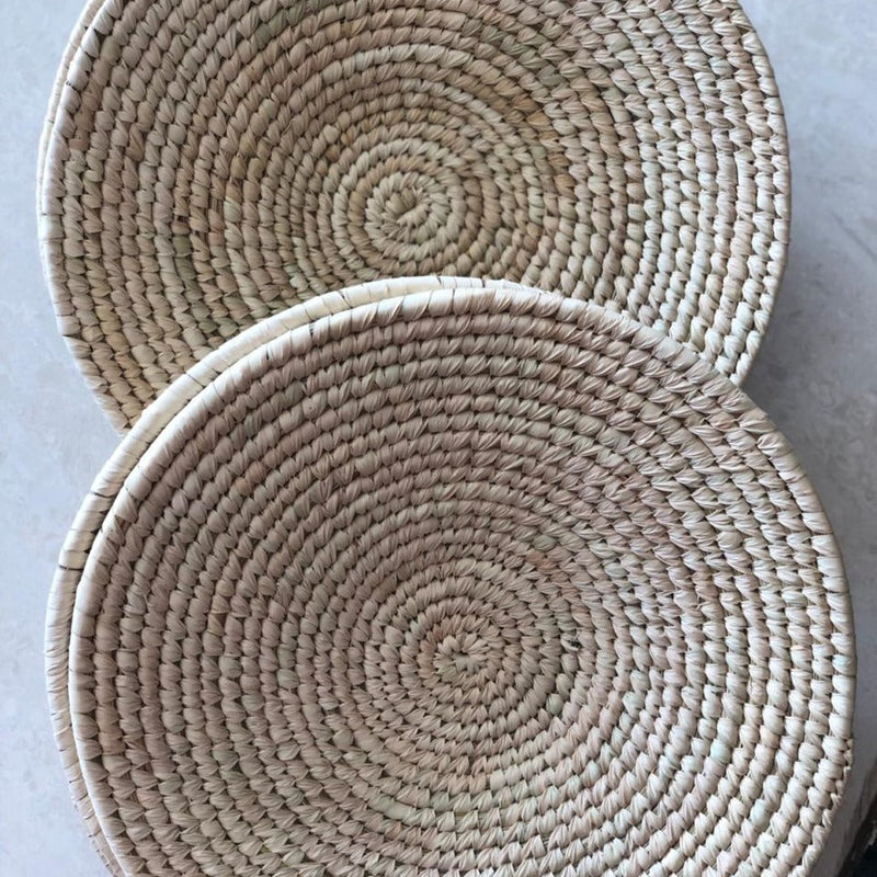 Plain Beige Handwoven Sabai Grass Basket-Sabai-House of Ekam