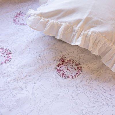 Pomegranate Paani Jaal Double Bed Bedsheet-Bedsheets-House of Ekam