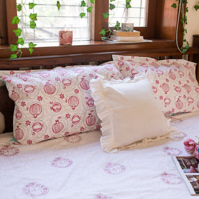 Pomegranate Paani Jaal Double Bed Bedsheet-Bedsheets-House of Ekam