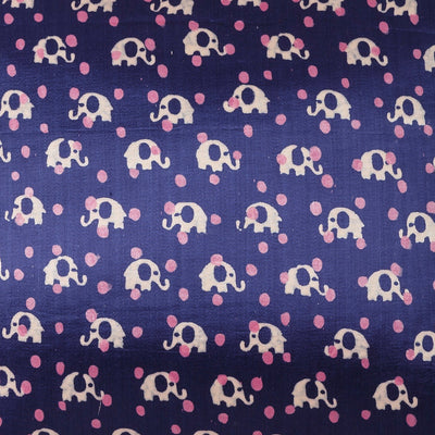 Purple Elephant Blockprint Mashru Silk Cushion Cover-Cushion Covers-House of Ekam