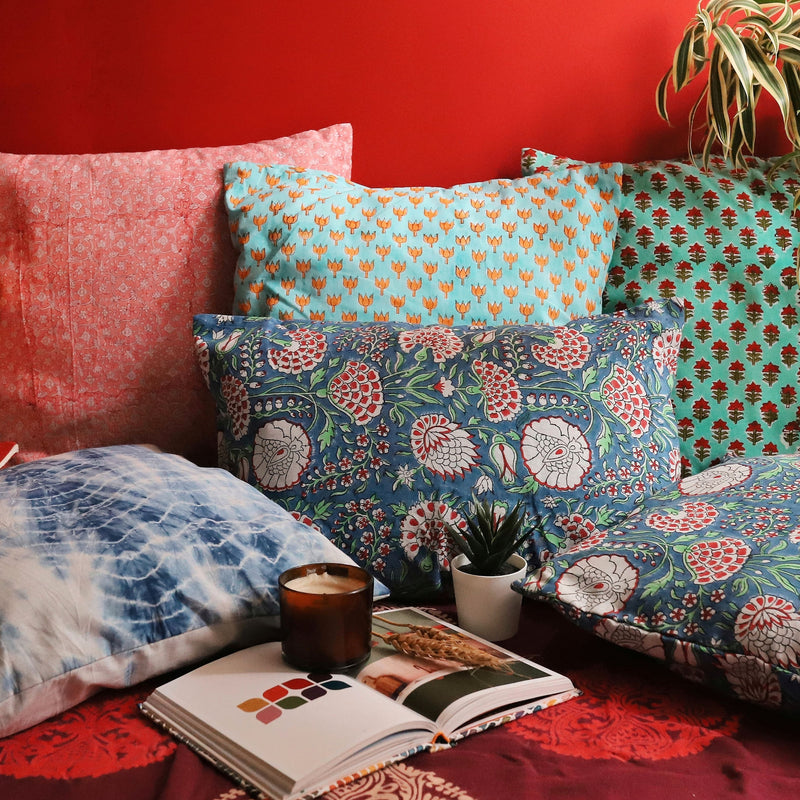 Red & Green Christmas Print Cushion Cover-Cushion Covers-House of Ekam