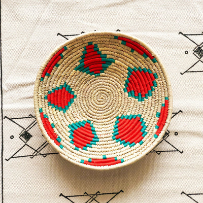 Red & Green Dadam Sabai Handwoven Grass Basket-Sabai-House of Ekam