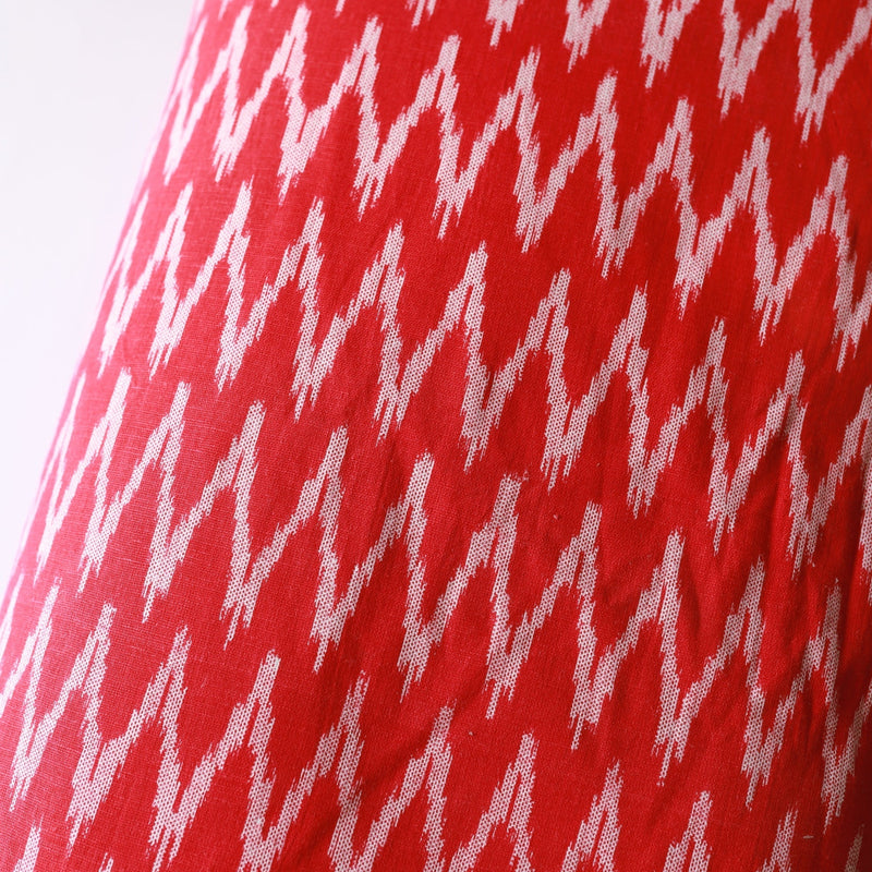 Red Ikat Blockprint Cotton Fabric (min. 2m)-fabric-House of Ekam