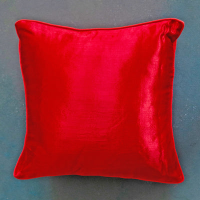 Red Mashru Silk Cushion Cover-Cushion Covers-House of Ekam