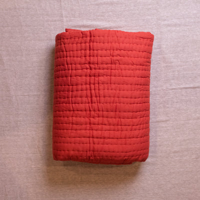 Rust Solid Kantha Stitch Bedcover/Quilt Set-Quilt Set-House of Ekam