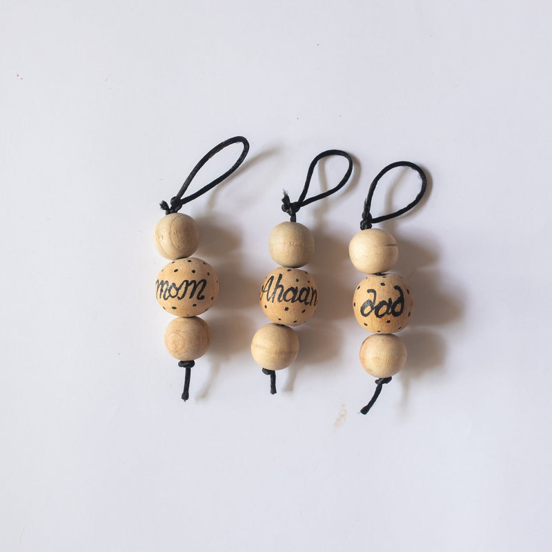 Rustic Wooden Bead Personalized Christmas Ornaments-Ornaments-House of Ekam