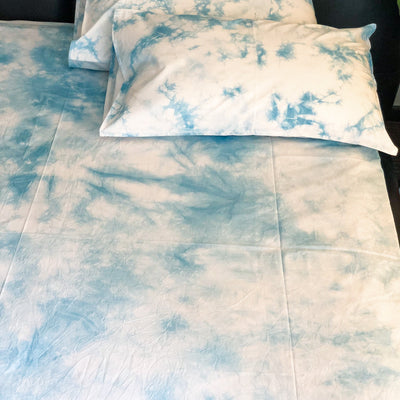 Sky Dye Double Bed Bedsheet-Bedsheets-House of Ekam