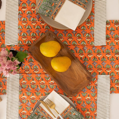 Udaipur Buti Set of Placemats and Napkins-Table Runners-House of Ekam
