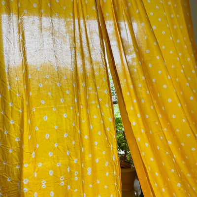 Yellow Bandhani Curtains-Curtains-House of Ekam
