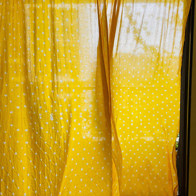 Yellow Bandhani Curtains-Curtains-House of Ekam
