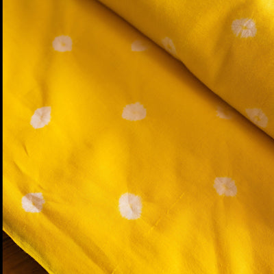Yellow Bandhani Tie Dye Cotton Fabric (min. 2m)-fabric-House of Ekam
