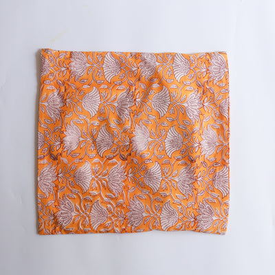 Yellow Floral Jaal Print Cushion Cover-Cushion Covers-House of Ekam
