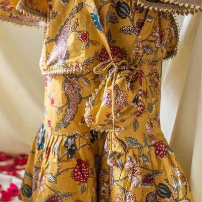 Yellow Floral Printed Sharara Suit With Dupatta-Kidswear-House of Ekam