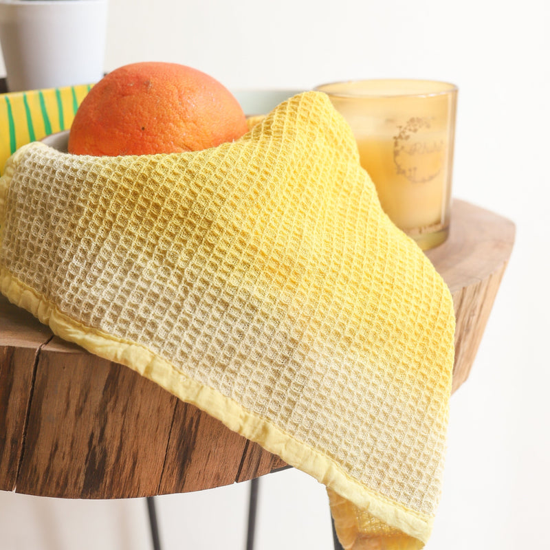 Yellow Ombre Dish Towels Set of 2-Tea Towels-House of Ekam