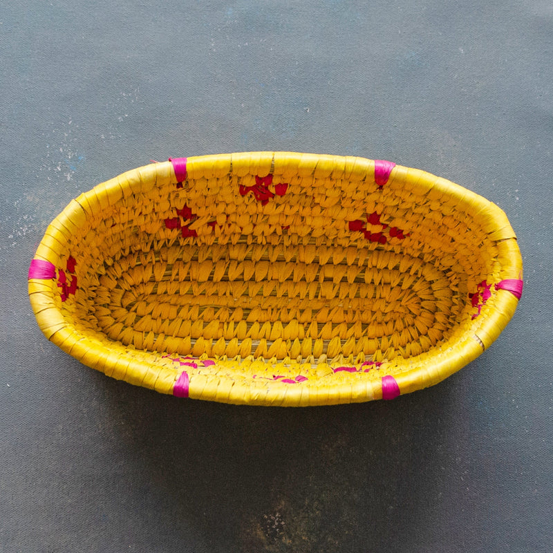 Yellow & Pink Sabai Bread Basket-Sabai Accessories-House of Ekam
