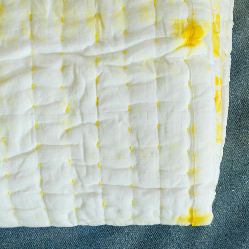 Yellow Shibori Handmade Kantha Bedcover/Dohar-Quilt Set-House of Ekam
