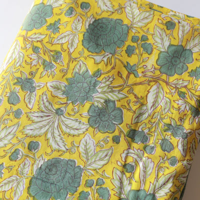 Yellow Sunshine Blockprint Cotton Fabric (min. 2m)-fabric-House of Ekam