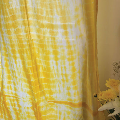 Yellow Tie Dye Kutchi Cotton Curtain-Curtains-House of Ekam